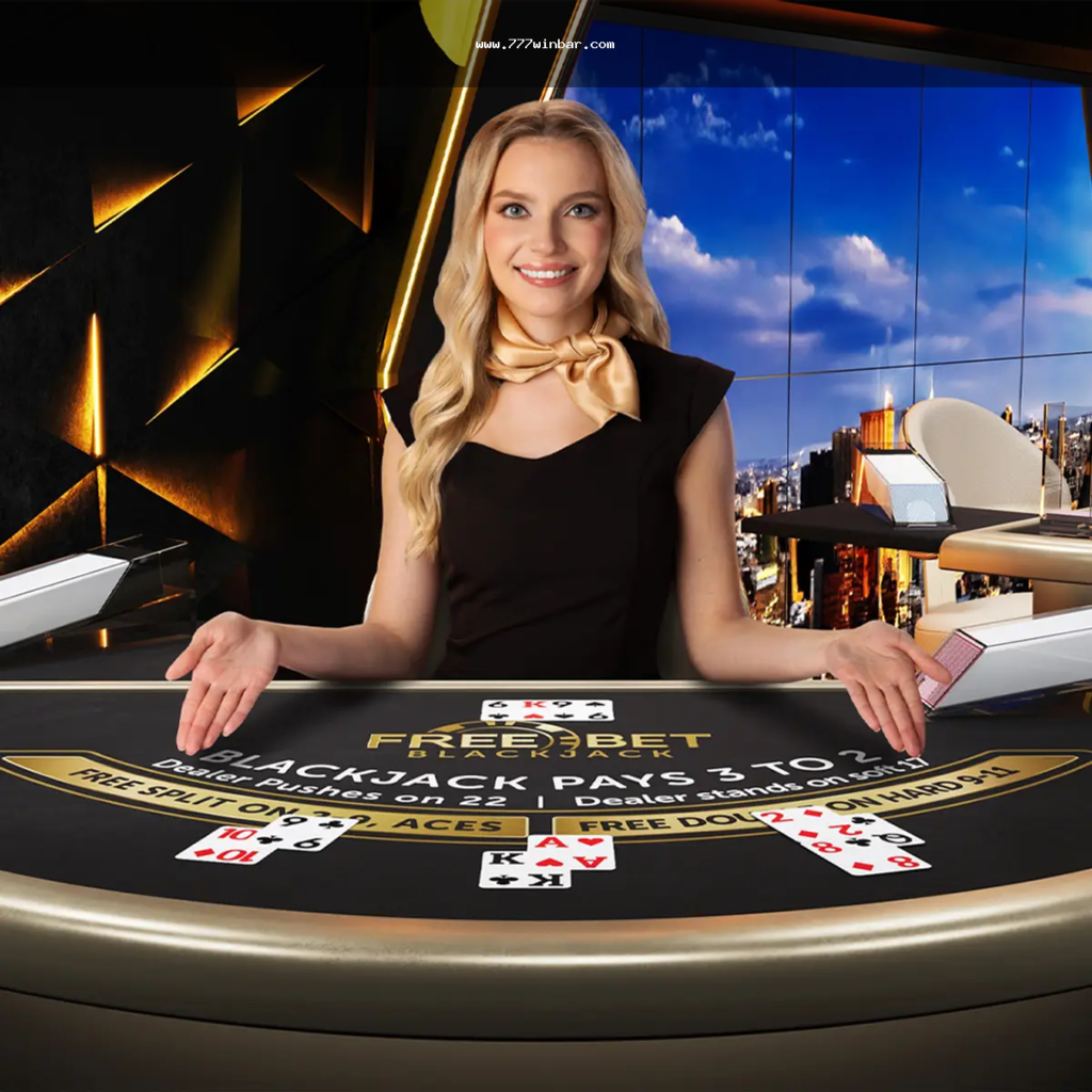 Mesa virtual de blackjack e painel de promoções da 777win Brasil